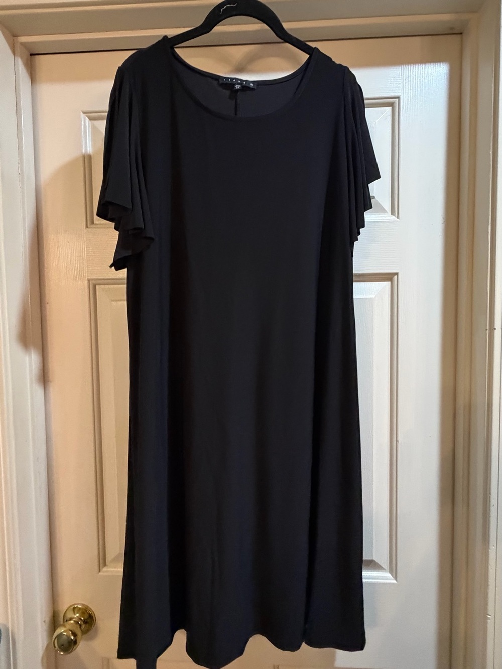 Tiana B. Black Midi Swing Dress with Flutter Sleeves Size 2x P2P 22”